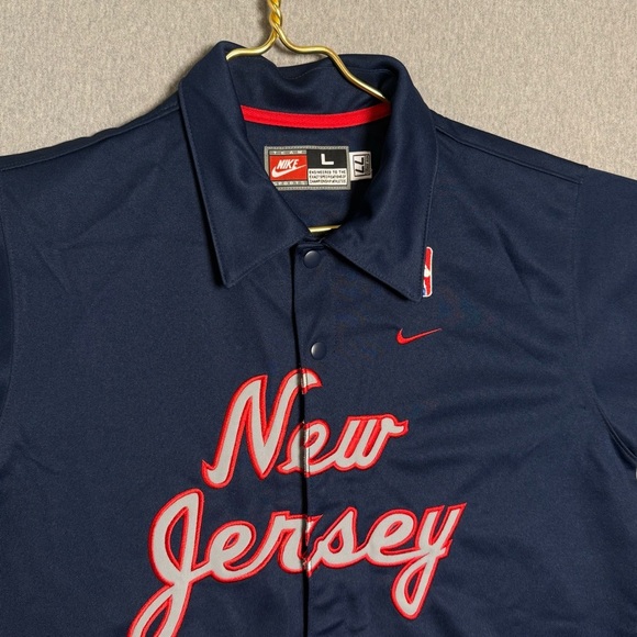 New Jersey Nets Nike Warm Up Jacket YOUTH Large Vintage Throwback Embroidered - Picture 2 of 8